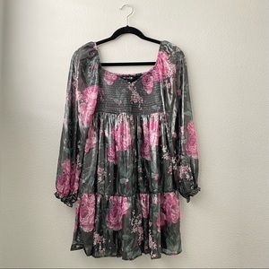 071. NWOT Crystal Doll Metallic Floral Dress